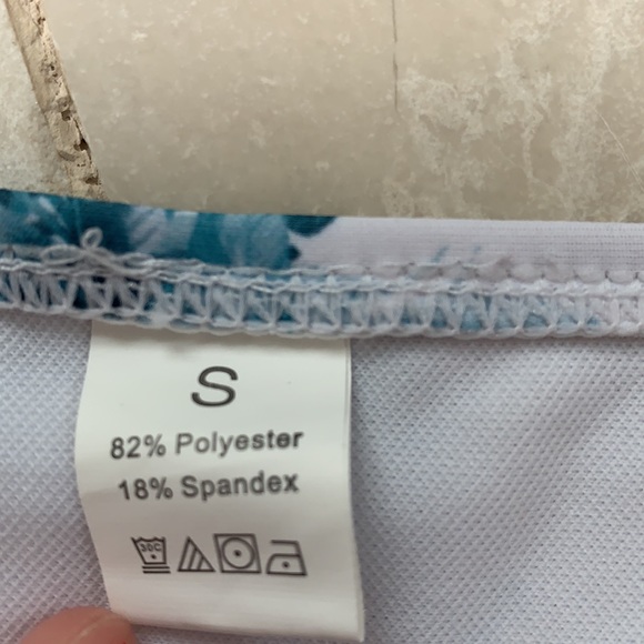 SHEIN teal tie top, palm tree high waisted bottoms - Picture 3 of 3